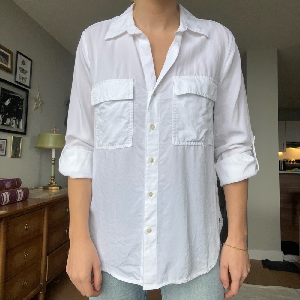 Babaton Button-Up Utility Blouse in White